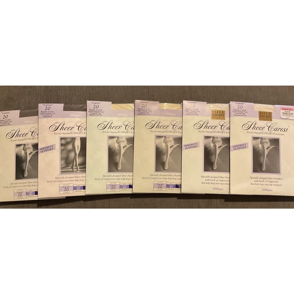 6 Pair Vintage Worthington Sheer Caress Control Top Pantyhose Size Tall Queen